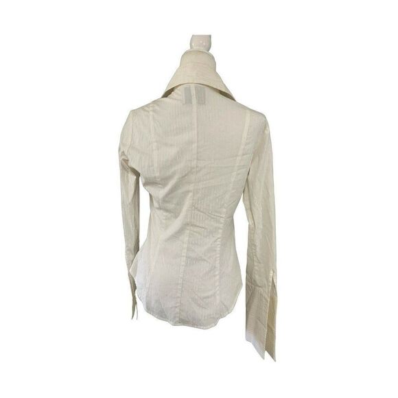 Our Fine Garments By Bell Womens Long Sleeve White Silver Top Small 6 Work - Picture 2 of 8